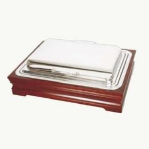 Baby wave oblong chafing dish with wodden frame suitable forregulated temperature heater