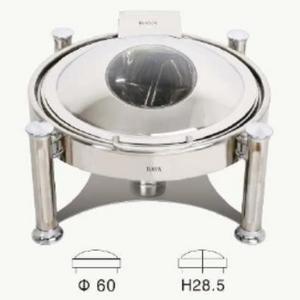 Baby wave round chafing dish with large vision and classical romanesque legs