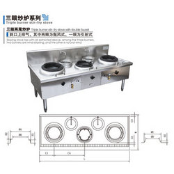 triple burner stir-fry stove with double faucet