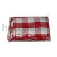 red and white 2 table textile