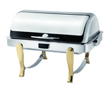 Dripless Oblong Chafing Dish W Gilt Legs T-Controller