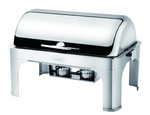 Dripless Oblong Chafing Dish W/Roll Top Lid and Station Steel Legs