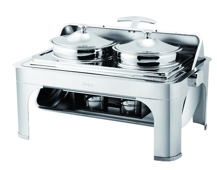 Dripless Oblong Soup Station W/Roll Top Lid and Station Steel Legs