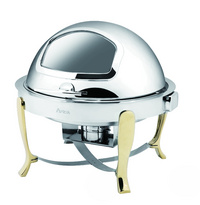 Dripless Round Chafing Dish W/Gilt Legs/Show Window