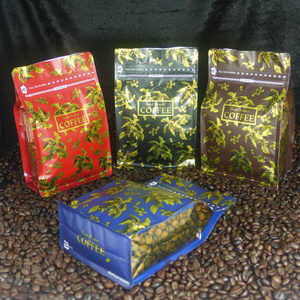 Box Pouch Coffee Bag with Pocket Zipper & Valve-filter