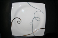 SQUARE DINNER PLATE-PLATINUM BAND