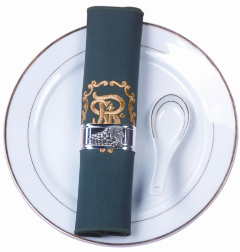 Napkin with embroidered logo & Napkin ring