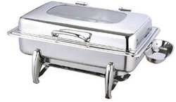 Hydraulic hinged rectangular transparent lid buffet stove