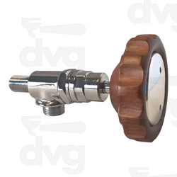 CHROMED STEAM VALVE WITH E61 STYLE WOOD HANDLE WITH CHROME CAP