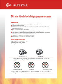 23CA, 23CAL series of bourdon tube imitating diaphragm pressure gauges