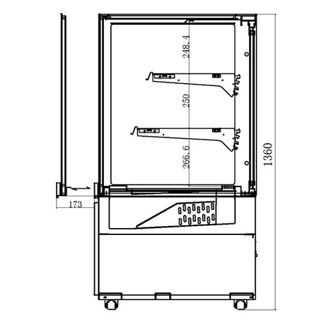 1.5 Version Square Cold Showcase with Front Drawable Glass (FGDG1.5A-900LSD)