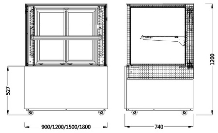 1.5 Version Square Cold Showcase with One Shelf (FGDG1.5D-900LS)
