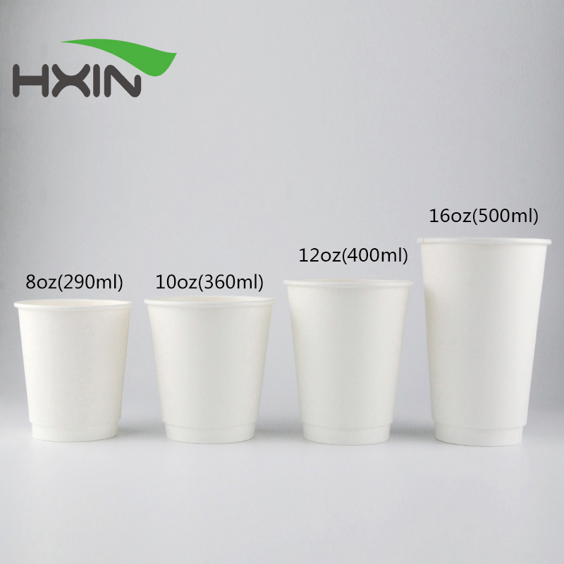 disposable double wall insulated paper cup plain white biodegradable