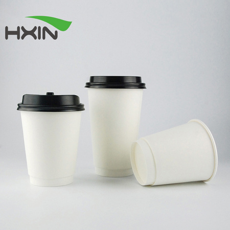 disposable double wall insulated paper cup plain white biodegradable