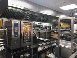 Overview of the whole kitchen with universal oven