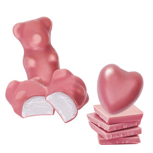 Ruby chocolate coated marshmallows