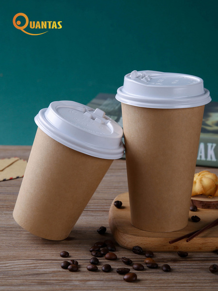 Factory spot kraft disposable milk tea coffee paper cup thickened single layer hot drink cup with lid