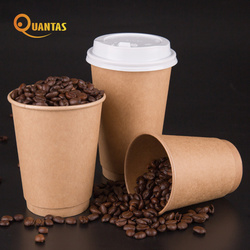 Factory spot disposable double hollow kraft paper cup thick hot drink cup packing cup with cover