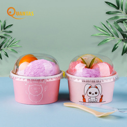 Factory spot disposable ice cream paper bowl cute cartoon yogurt ice cream cup pudding ice cream cup