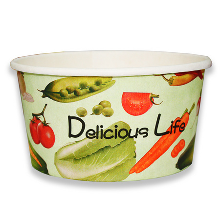Factory spot disposable paper bowl green fast food bowl with cover thickened heat insulation hot soup bowl