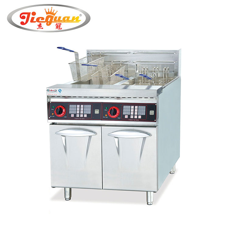Electric 2-tank 4-basket fryer with timer