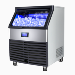 Inclined door square ice ice maker