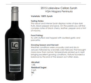 Lakeview Cellars Syrah