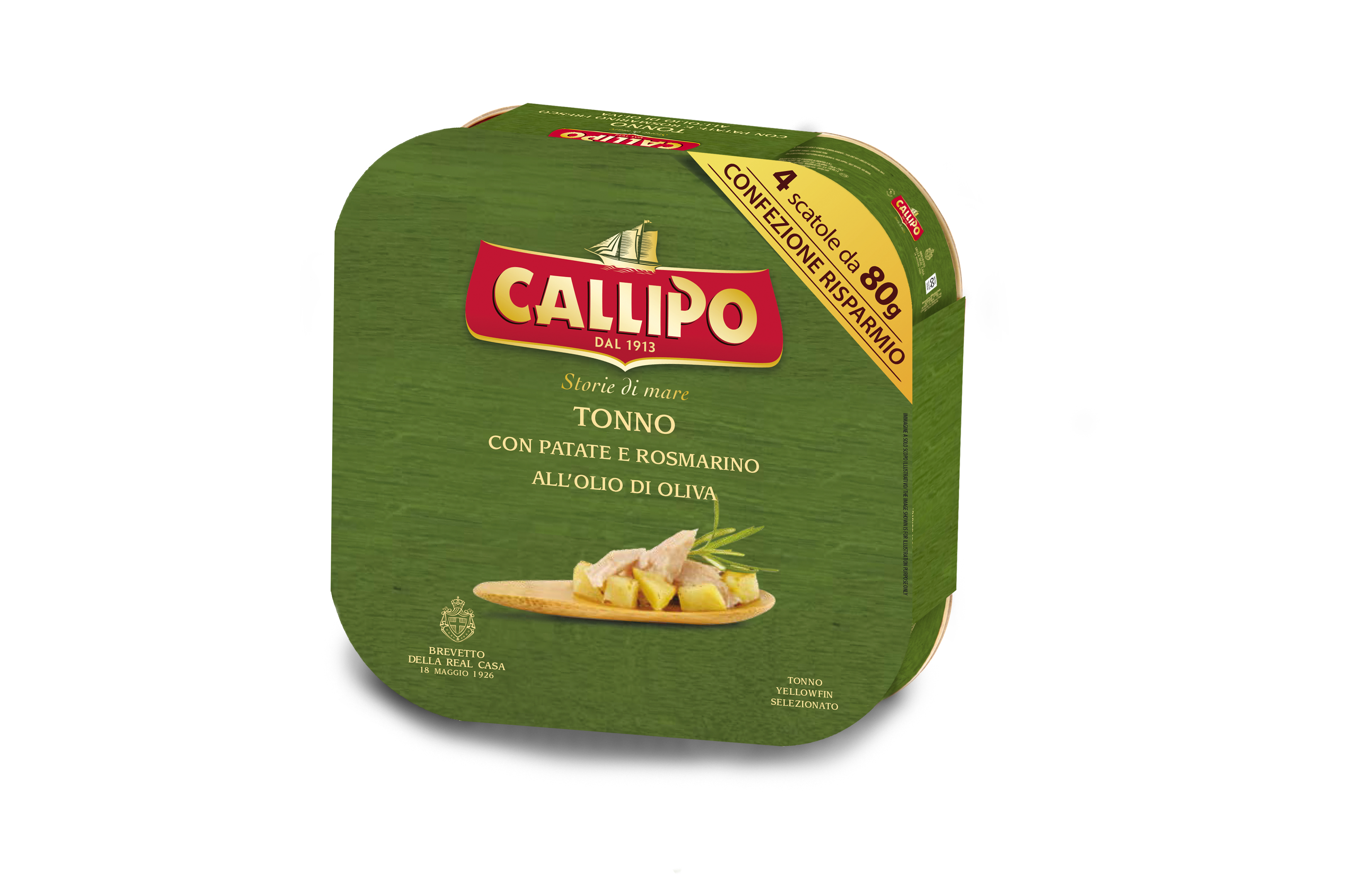 Callipo solid tuna cans in olive oil with Potatoes and Rosemary gr. 80x4