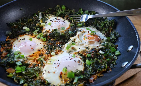 Spicy Gochujang Kale And Eggs Recipe